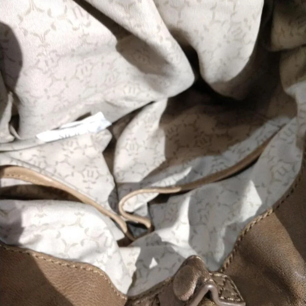 Weaved brown/off white boho bucket Nanette Lepore handbag